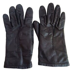 Womens size 7 Vintage Genuine Leather Black Gloves Soft Lining By Townes